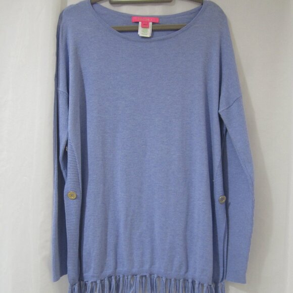 Lilly Pulitzer S Ramona Fringe Sweater Periwinkle Purple - Picture 1 of 9